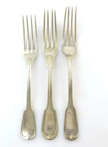 e9298 3 verschiedene versilberte Gabeln mit Augsburger Faden 