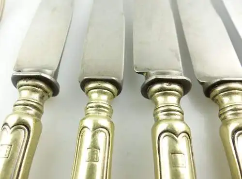 e9288 19 Besteckteile 9 Messer und 10 Gabeln Gründerzeit versilbert 