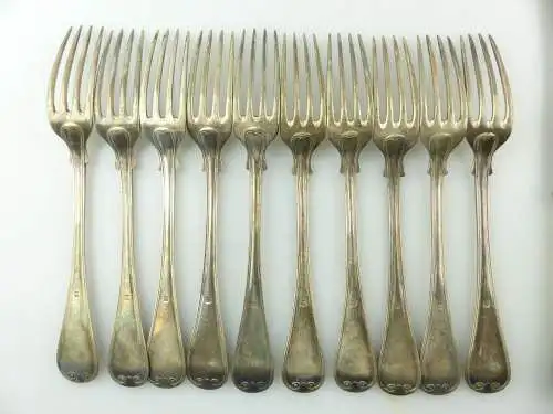e9288 19 Besteckteile 9 Messer und 10 Gabeln Gründerzeit versilbert 