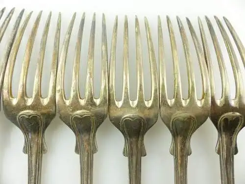 e9288 19 Besteckteile 9 Messer und 10 Gabeln Gründerzeit versilbert 