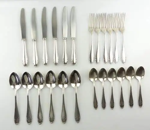 e9190 24 teiliges versilbertes Besteck Messer Gabeln Esslöffel Kaffeelöffel