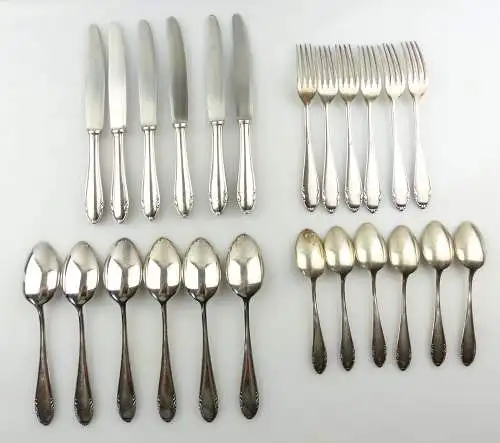 e9190 24 teiliges versilbertes Besteck Messer Gabeln Esslöffel Kaffeelöffel