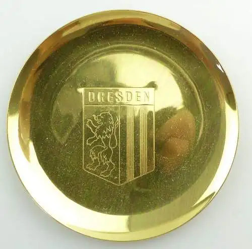 #e8994 Altes Ehrengeschenk, kleiner Ehrenteller DDR Dresden goldfarben
