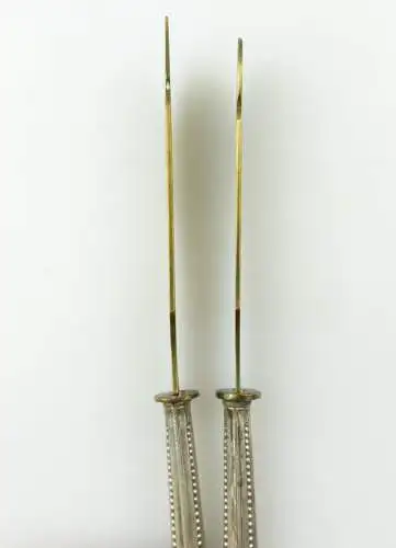 #e8811 2 alte Vorleger mit Griffen aus 800 Silber (Vorderteile aus Messing) 