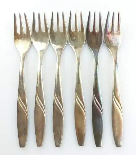 #e8555 6 versilberte Kuchengabeln SAM 60 