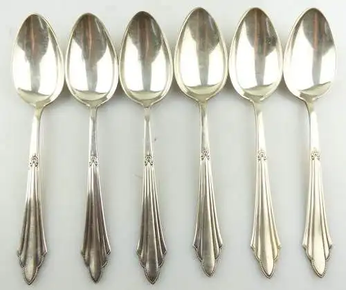 #e8506 6 alte versilberte Esslöffel von WMF mit Fächermuster 