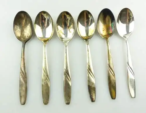 #e8423 6 alte versilberte Kaffeelöffel / SAM 60er Silberauflage 