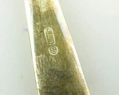 #e8423 6 alte versilberte Kaffeelöffel / SAM 60er Silberauflage 