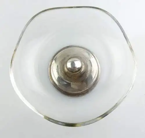 #e8353 Alte Glas Schale mit 925er Silberfuß