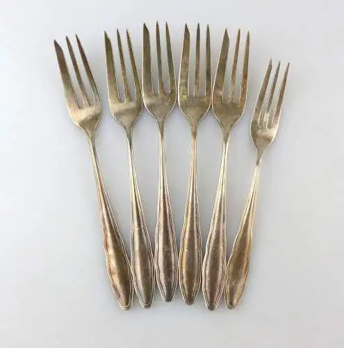 #e8329 6 alte Kuchengabeln von WMF versilbert 