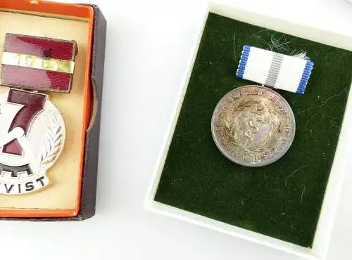 #e8248 Posten verschiedener DDR Orden & Abzeichen 13 Teile + Etuis