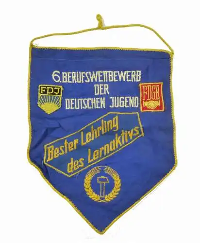 #e8141 Wimpel 6. Berufswettbewerb der Deutschen Jugend FDGB Bester Lehrling FDJ