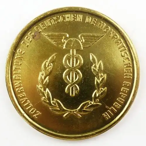 #e8047 Medaille: Zollverwaltung der DDR goldfarben  defekt
