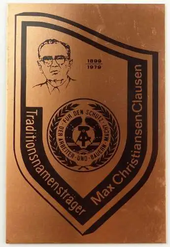 #e7973 Leiterplatte / Ehrentafel Traditionsnamenträger Max Christiansen  Clausen