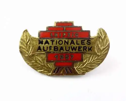 #e7926 Abzeichen Nationales Aufbauwerk 1957 Leipzig DDR vgl. Nr. 1458/57d selten