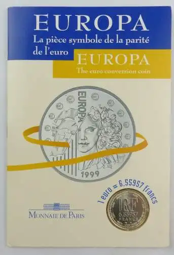 #e7713 6,556957 Francs Europa 1999 Welcome Euro! Euro Wechsel Münze