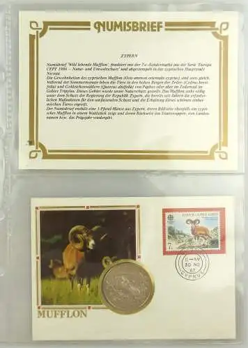 #e7710 Numisbrief Zypern 7c Sondermarke Europa Cept 1986 Nicosia & 1 Pfund Münze