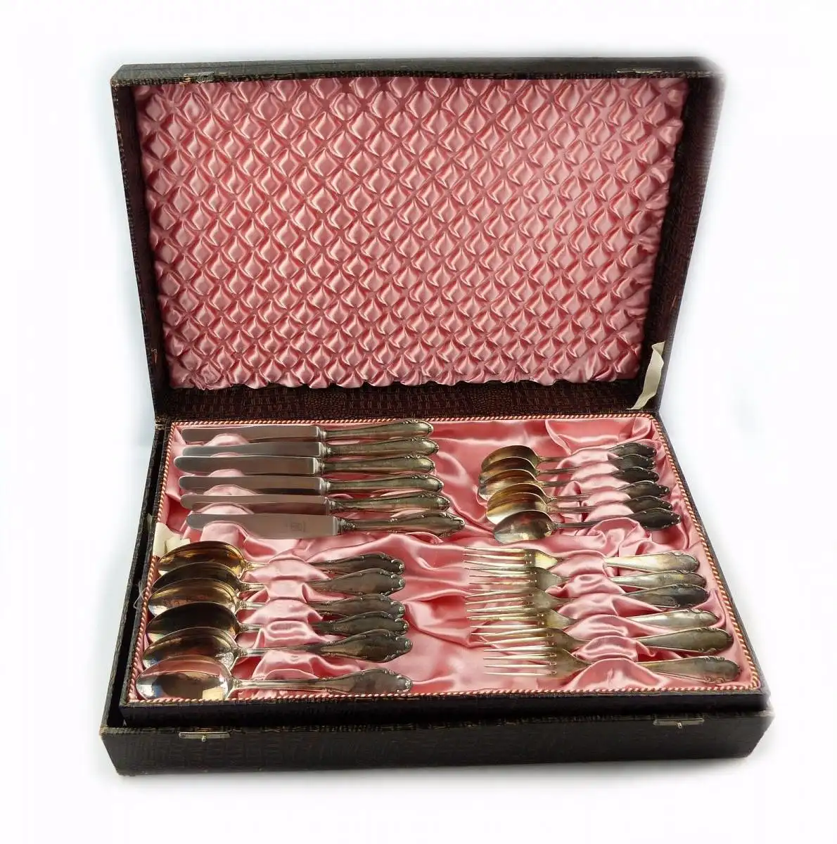 #e7682 48 teiliges versilbertes Besteck mit Koffer 90 in Silberauflage 0