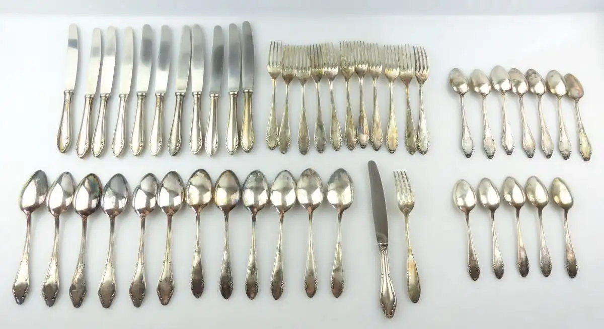 #e7682 48 teiliges versilbertes Besteck mit Koffer 90 in Silberauflage 4