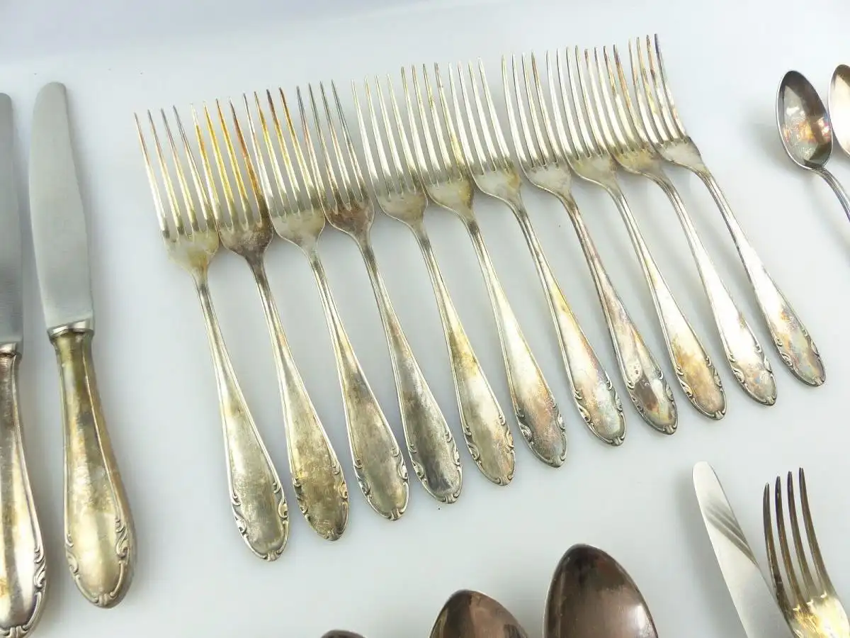 #e7682 48 teiliges versilbertes Besteck mit Koffer 90 in Silberauflage 5