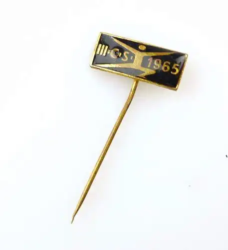 #e7494 Alte Anstecknadel III. Internationale Spartakiade CSSR 1965 goldfarben