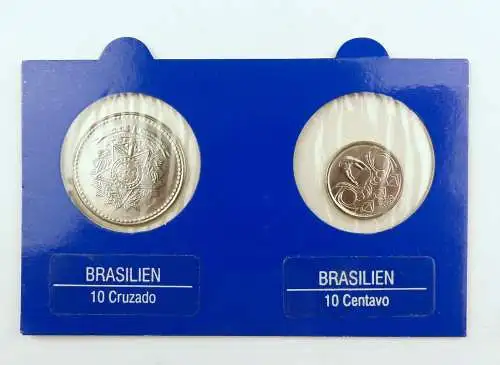 #e7387 2 Münzen aus Brasilien 10 Cruzados von 1988 und 10 Centavos von 1990