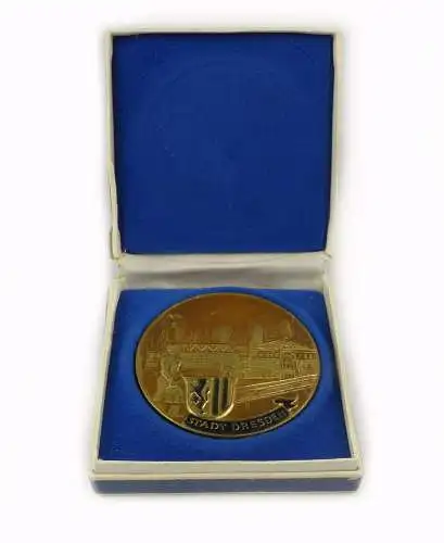 #e7060 Alte Medaille mit original Schachtel Stadt Dresden Macht mit Wettbewerb