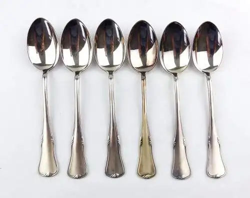 #e7034 6 versilberte WMF Patent Kaffeelöffel in 90er Silberauflage 