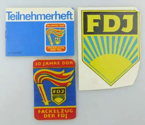 #e6943 Original altes Teilnehmerheft FDJ m. Unterschriften + Aufnäher + FDJ Bild