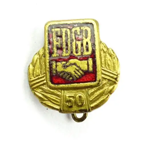 #e6903 50 Jahre FDGB Freier Deutscher Gewerkschaftsbund emailliert goldfarben