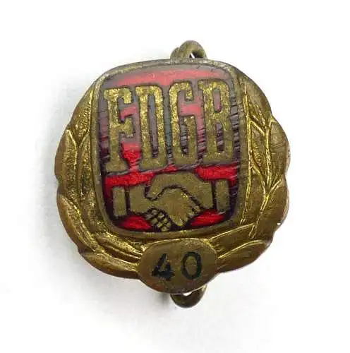 #e6901 40 Jahre FDGB Freier Deutscher Gewerkschaftsbund emailliert goldfarben