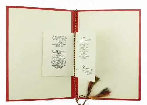 #e6782 DDR Urkunde + Mappe: Medaille zum 30. Jahrestag der Gründung der DDR 1979
