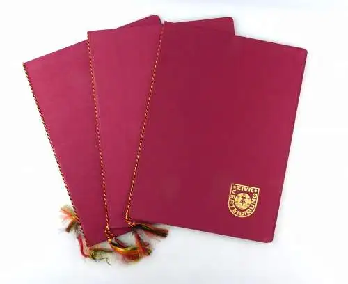 #e6640 3 große Urkundenmappen DDR Zivilverteidigung