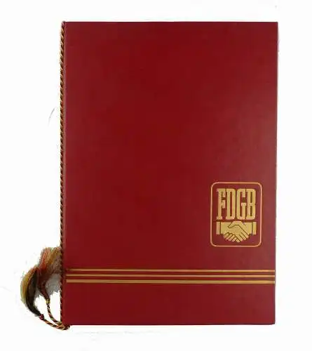 #e6615 Große alte Urkundenmappe mit 3 Urkunden FDGB von 1978 & 1984 & 1986