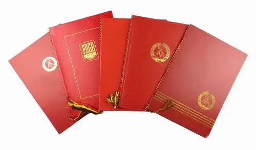 #e6605 5 große DDR Urkundenmappen rot FDGB