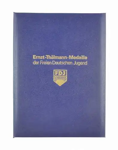 #e6524 Original alte DDR Urkundenmappe Ernst Thälmann Medaille der FDJ selten!