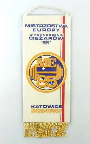 #e6413 Wimpel Mistrzostwa Europy w Podoszeniu Ciezarow ME '85 Katowice