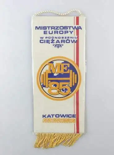 #e6399 Wimpel Mistrzostwa Europy w Podnoszeniu Ciezarow ME 1985 Katowice