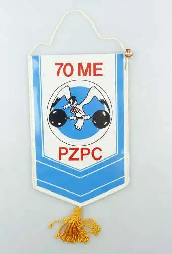 #e6392 Wimpel mit passendem Abzeichen! 70 ME PZPC 1991 EWF Gewichteheben