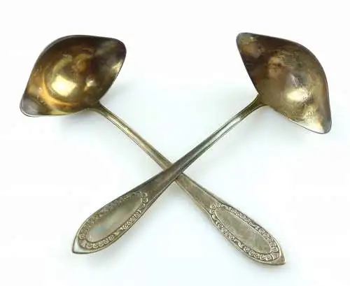 #e6102 2 Soßenkellen mit Rosenmuster 90er Silberauflage Rich. A. Herder 