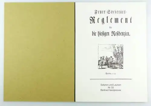 #e5742 Feuer-Societäts-Reglement für die hiesigen Residenzien Nr. 33 Berlin 1794