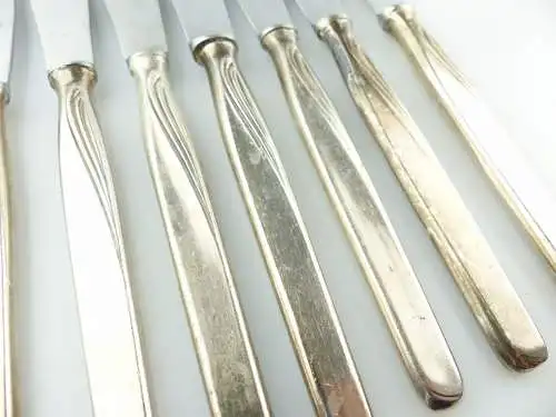 #e5017 6 große alte Messer mit versilberten Griffen