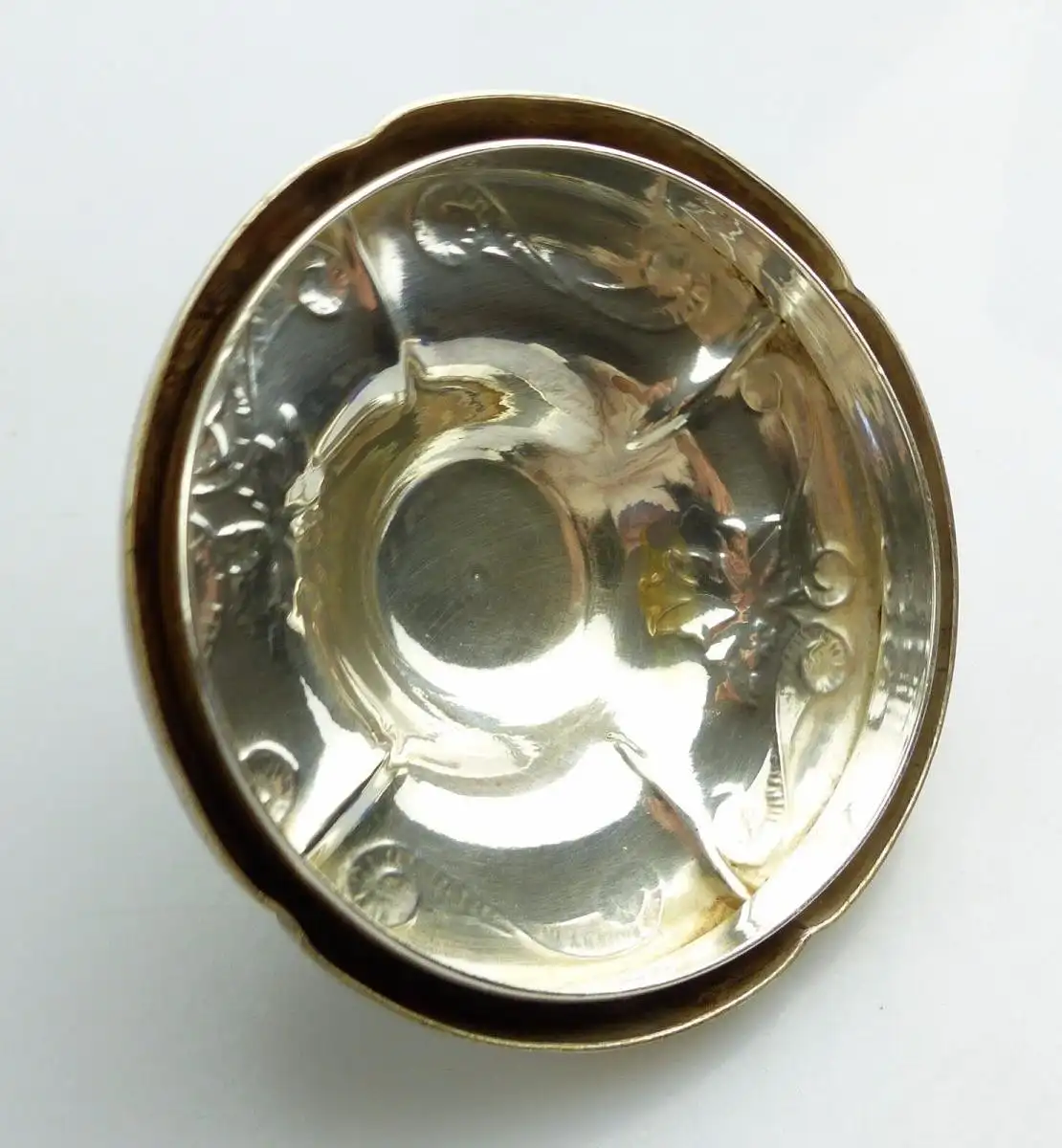 e4924 Kanne / Teekanne mit Deckel in 999er Silber Handarbeit Halbmond & Krone 8