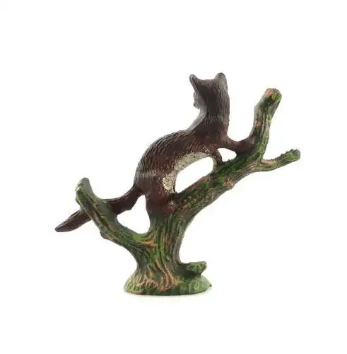 #e4762 Altes Lineol Tier / Massefigur: Fuchs auf Stamm "Lineol Germany"