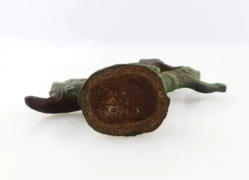 #e4762 Altes Lineol Tier / Massefigur: Fuchs auf Stamm "Lineol Germany"