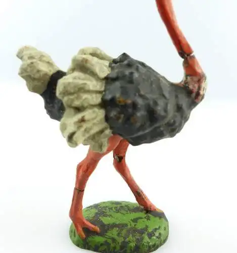 #e4733 Altes Lineol Tier / Massefigur Srauß