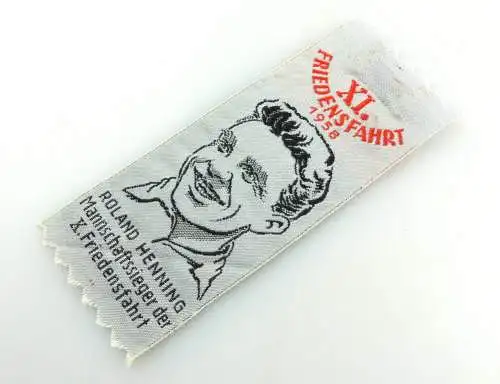 #e4472 DDR Stoffband Abzeichen XI. Friedensfahrt 1958 Roland Henning selten!