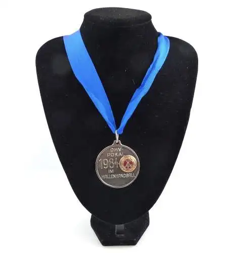 #e4164 DDR Medaille DHV Pokal 1984 im Hallen Handball silberfarben