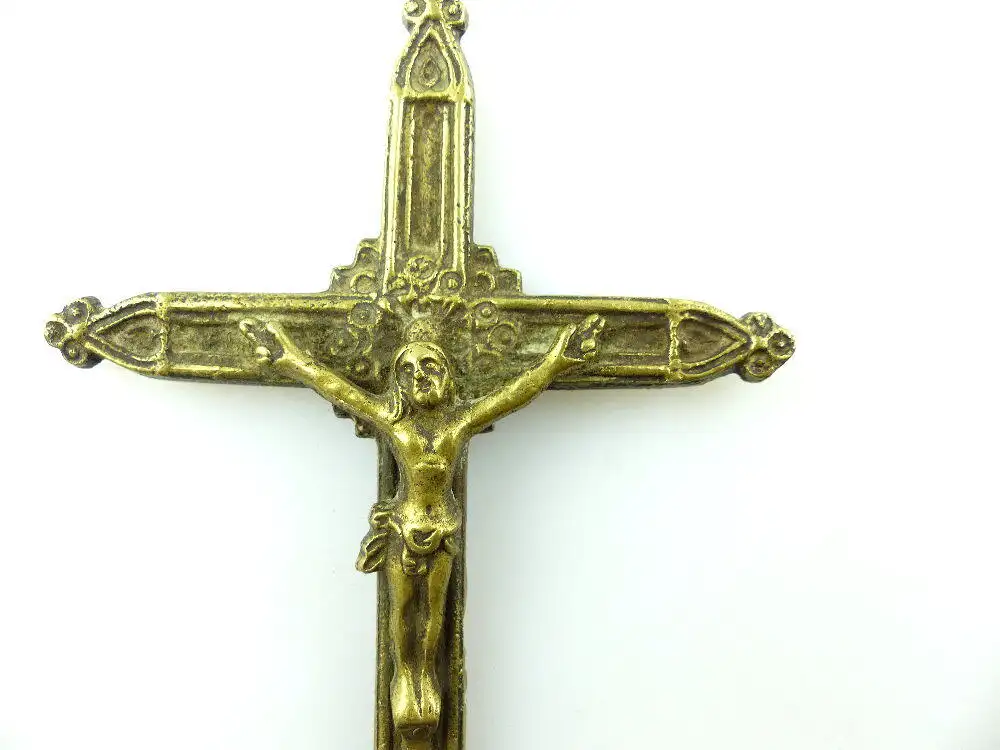#e3723 Sehr altes Kreuz aus Bronze 2 teilig 1