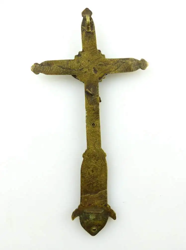 #e3723 Sehr altes Kreuz aus Bronze 2 teilig 3